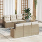 JUNG Vida Sofa Set mit Kissen 7 pcs Beige und Creme Poly-Rattan