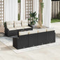 JUNG Vida Sofa Set mit Kissen 8 pcs Schwarz und Creme Poly-Rattan
