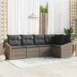 JUNG Vida Gartensofa-set mit Kissen mit Speicher 5 pcs Grau Poly-Rattan