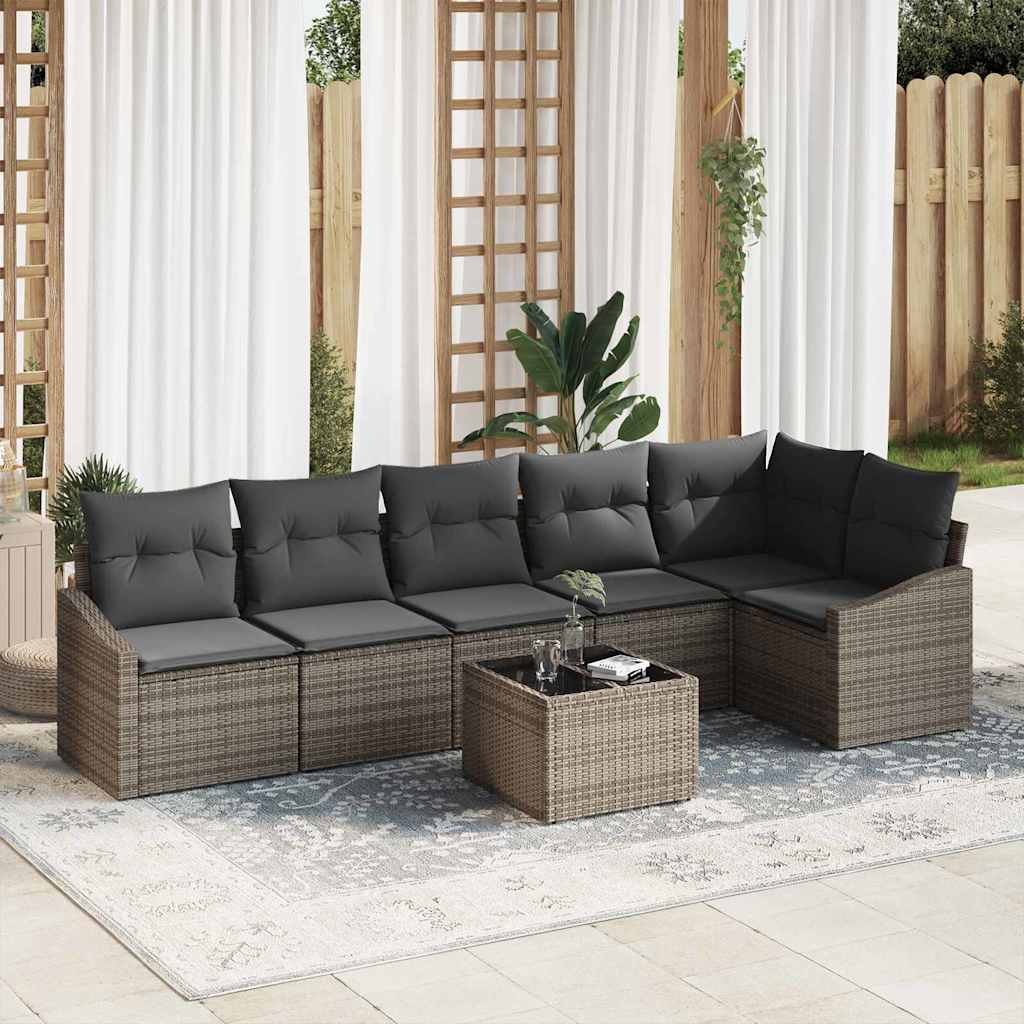 JUNG Vida Gartensofa-set mit Kissen 7 pcs Hellgrau Poly-Rattan