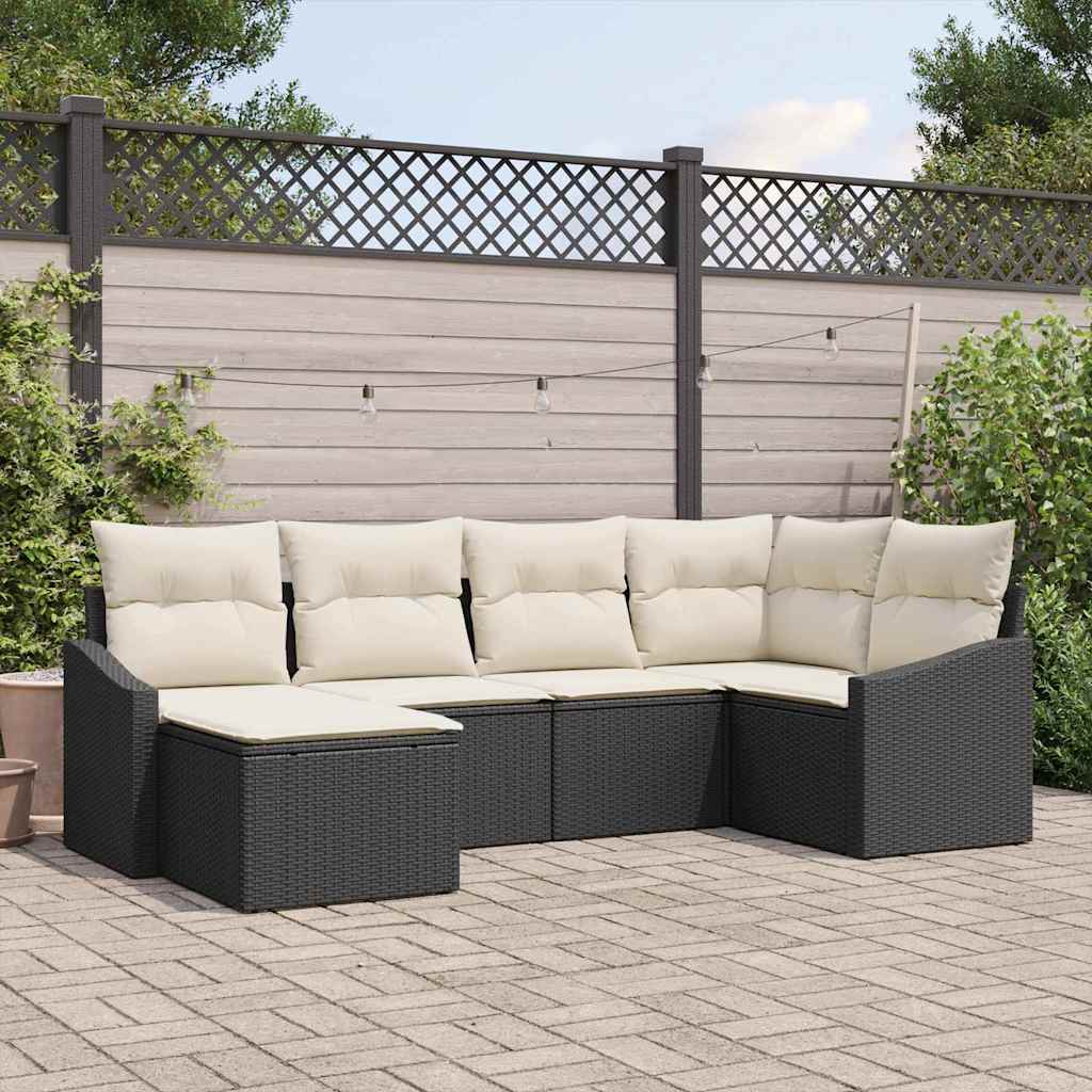 JUNG Vida Garten Essgruppe mit Kissen 6 pcs Schwarz und Creme