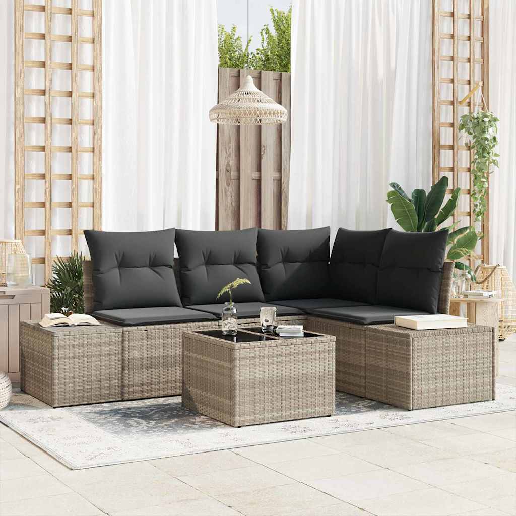 JUNG Vida Gartensofa-set mit Speicher Hellgrau Poly-Rattan