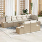 JUNG Vida Gartensofa-set mit Speicher Beige und Creme Poly Rattan