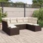 JUNG Vida Gartensofa-set mit Speicher 6 pcs Braun und Creme Poly Rattan