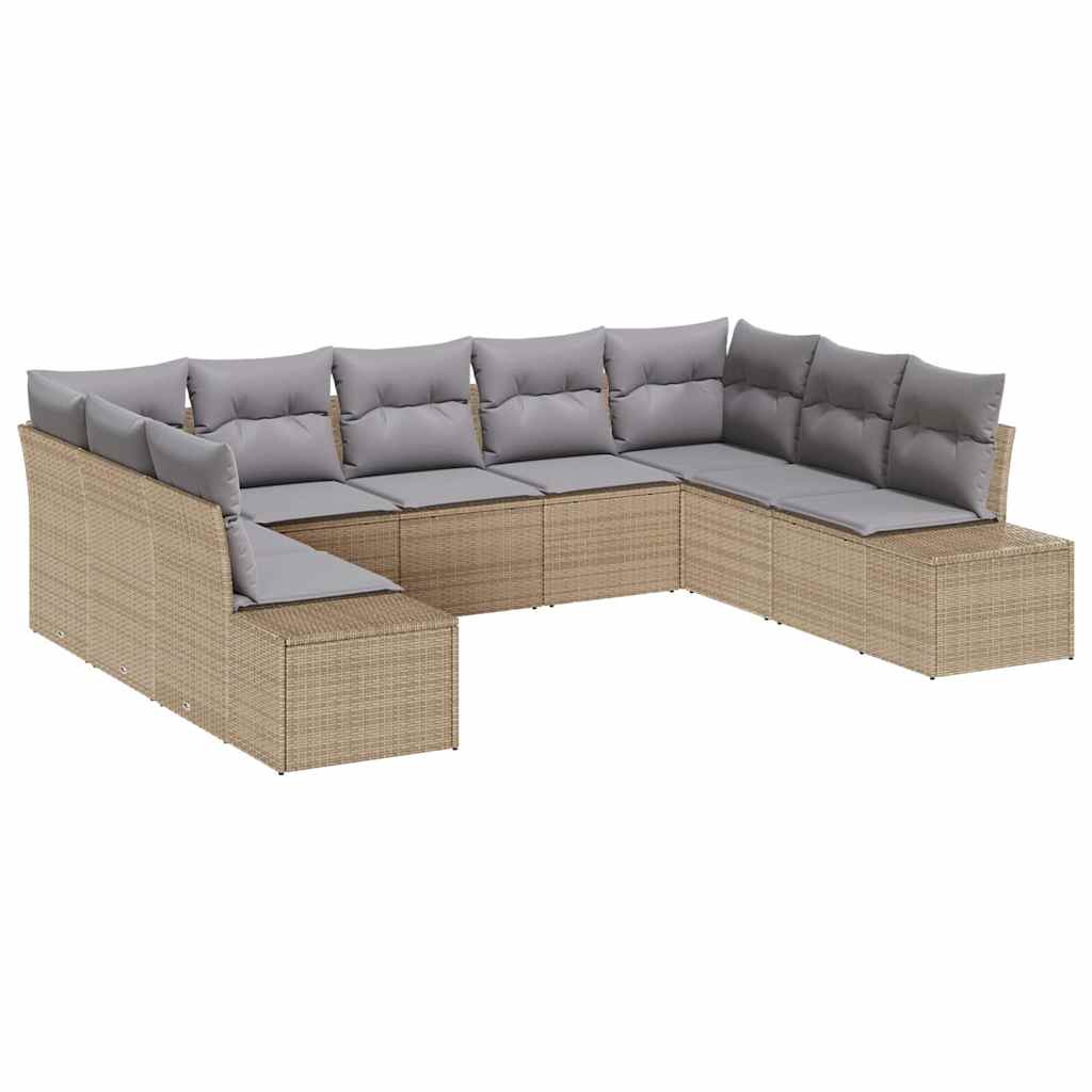 JUNG Vida Gartensofa-set mit Kissen 9 pcs Beige und Hellgrau Polyrattan