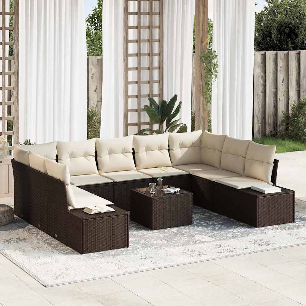 JUNG Vida Gartensofa-set mit Kissen 9 pcs Braun und Creme Polyrattan