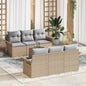 JUNG Vida Gartensofa-set 7 pcs Beige und Hellgrau Poly-Rattan