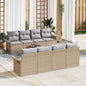 JUNG Vida Gartensofa-set 9 pcs Beige und Hellgrau Poly-Rattan