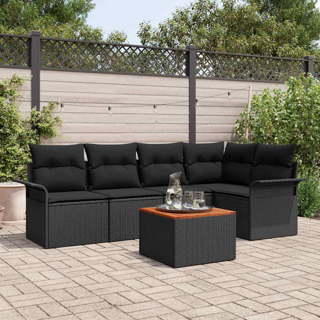 JUNG Vida Gartensofa-set mit Speicher 6 pcs Schwarz Poly-Rattan