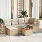 JUNG Vida Gartensofa-set mit Speicher 7 pcs Beige und Creme Poly-Rattan