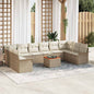 JUNG Vida Gartensofa-set mit Speicher 11 pcs Beige und Creme Poly-Rattan