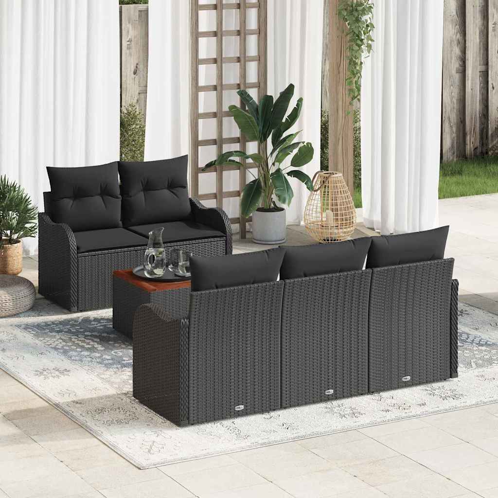 JUNG Vida Gartensofa-set mit Speicher 6 pcs Schwarz Poly-Rattan