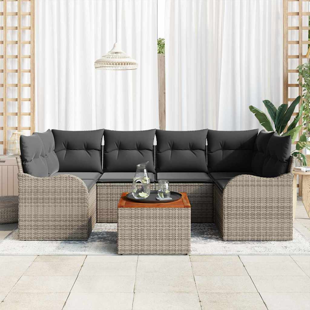 JUNG Vida Gartensofa-set mit Speicher 7 pcs Grau Poly-Rattan