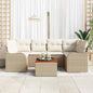 JUNG Vida Gartensofa-set mit Speicher 7 pcs Beige und Creme Poly-Rattan