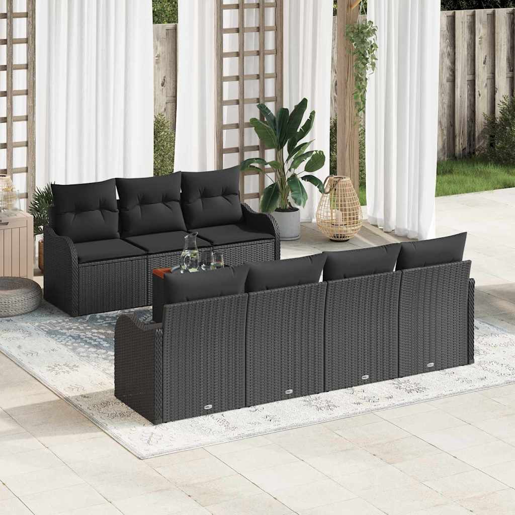 JUNG Vida Gartensofa-set mit Speicher 8 pcs Schwarz Poly-Rattan