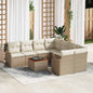 JUNG Vida Gartensofa-set mit Speicher 9 pcs Beige und Creme Poly-Rattan