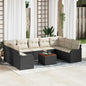 JUNG Vida Gartensofa-set 10 pcs Schwarz und Creme Poly-Rattan