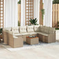 JUNG Vida Gartensofa-set mit Speicher 10 pcs Beige und Creme Poly-Rattan