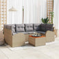 JUNG Vida Gartensofa-set 7 pcs Beige und Hellgrau Poly-Rattan