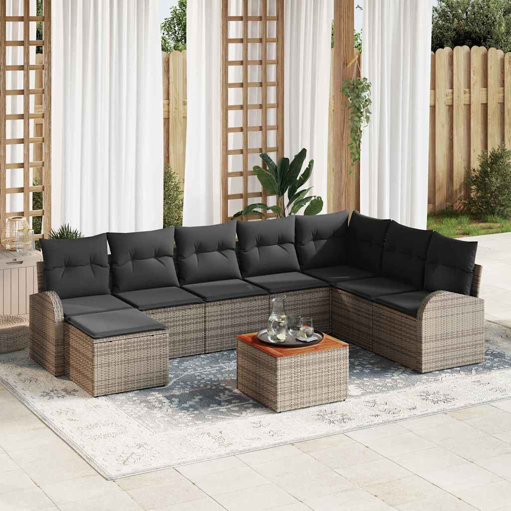 JUNG Vida Gartensofa-set mit Speicher 9 pcs Grau Poly-Rattan