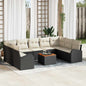JUNG Vida Gartensofa-set 10 pcs Schwarz und Creme Poly-Rattan