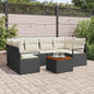 JUNG Vida Gartensofa-set mit Speicher 7 pcs Schwarz und Creme Poly-Rattan