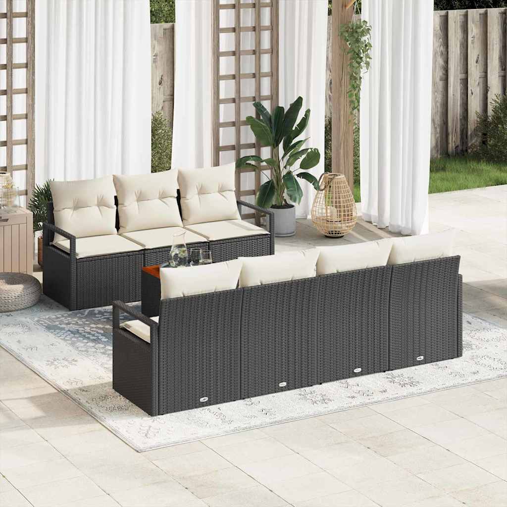 JUNG Vida Gartensofa-set mit Speicher 8 pcs Schwarz und Creme Poly-Rattan
