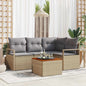 JUNG Vida Gartensofa-set 5 pcs Beige und Hellgrau Poly-Rattan