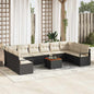 JUNG Vida Gartensofa-set 11 pcs Schwarz und Creme Poly-Rattan