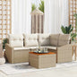 JUNG Vida Gartensofa-set mit Speicher 5 pcs Beige und Creme Poly-Rattan