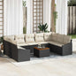 JUNG Vida Gartensofa-set 10 pcs Schwarz und Creme Poly-Rattan