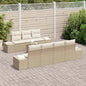 JUNG Vida Gartensofa-set mit Speicher 8 pcs Beige und Creme Poly-Rattan