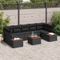 JUNG Vida Garten-Sofa-Set mit Kissen 8 pcs Schwarz Poly Rattan