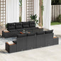 JUNG Vida Garten-Sofa-Set mit Kissen 9 pcs Schwarz Poly Rattan