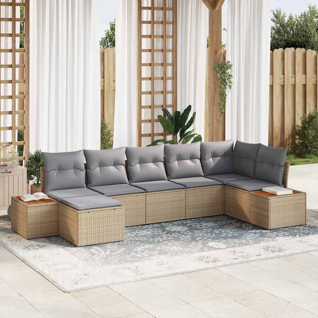JUNG Vida Gartensofa-set mit Kissen 8 pcs Beige und Hellgrau Polyrattan