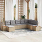 JUNG Vida Gartensofa-set mit Kissen 9 pcs Beige und Hellgrau Polyrattan