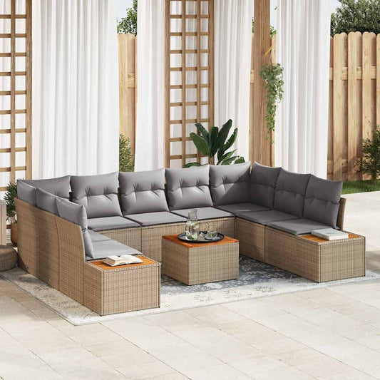 JUNG Vida Gartensofa-set mit Kissen 5 pcs Beige und Hellgrau Polyrattan