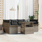JUNG Vida Gartensofa-set mit Kissen mit Speicher 7 pcs Grau Poly Rattan