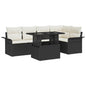 JUNG Vida Garten-Sofa-Set mit Kissen 6 pcs Schwarz Poly Rattan