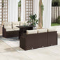 JUNG Vida Garten-Sofa-Set mit Kissen mit Speicher 7 pcs Braun Poly Rattan