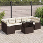JUNG Vida Garten-Sofa-Set mit Kissen mit Speicher 8 pcs Braun Poly Rattan