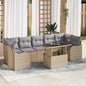 JUNG Vida Garten-Sofa-Set mit Kissen mit Speicher 8 pcs Beige Poly Rattan
