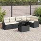 JUNG Vida Garten-Sofa-Set mit Kissen mit Kissen 7 pcs Schwarz Poly Rattan