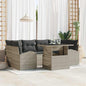 JUNG Vida Garten-Sofa-Set mit Kissen 7 pcs Hellgrau Poly Rattan