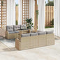 JUNG Vida Gartensofa-set mit Kissen mit Speicher 8 pcs Beige Poly Rattan