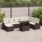 JUNG Vida Garten-Sofa-Set mit Speicher 9 pcs Braun Poly Rattan