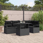 JUNG Vida Garten-Sofa-Set mit Speicher 6 pcs Schwarz Poly Rattan