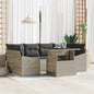 JUNG Vida Garten-Sofa-Set mit Speicher 7 pcs Hellgrau Poly Rattan