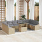 JUNG Vida Garten-Sofa-Set mit Kissen mit Kissen 11 pcs Beige und Hellgrau