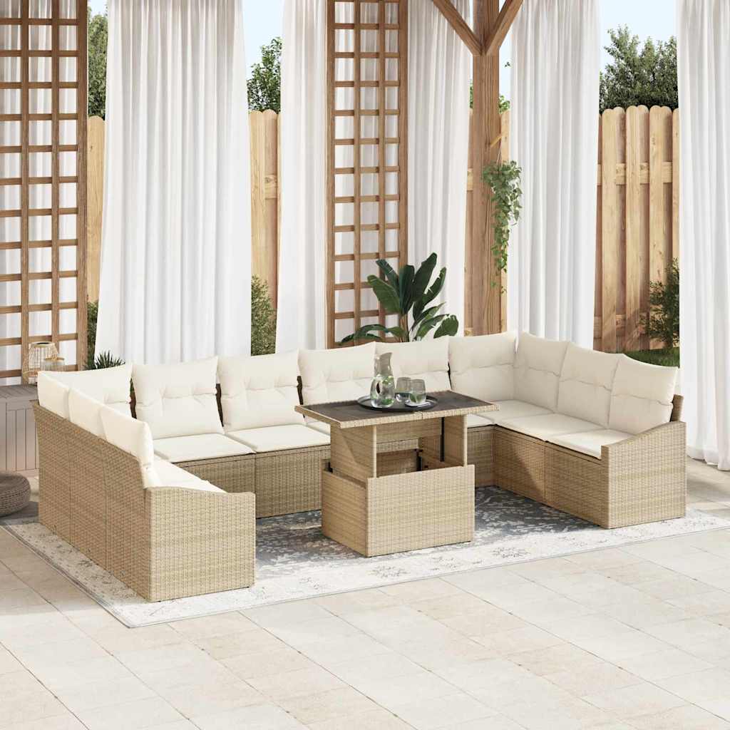 JUNG Vida Garten-Sofa-Set mit Kissen mit Speicher 11 pcs Beige und Creme